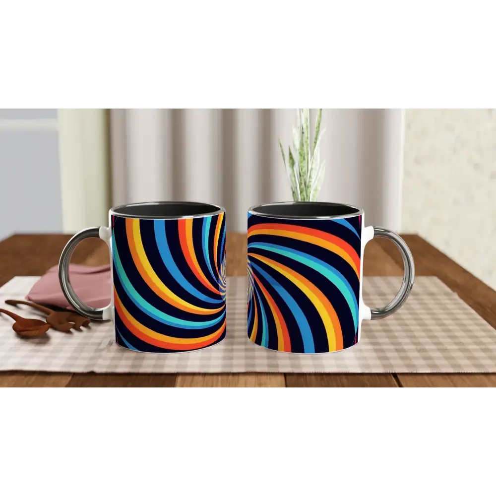 Ceramic Mug Spirograph Swirl PixiOnyx Color Pop with colorful swirling design