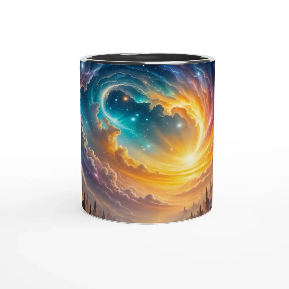 Ceramic mug with cosmic swirling design from PixiOnyx Cosmic Sipware Eclipsed Citadel