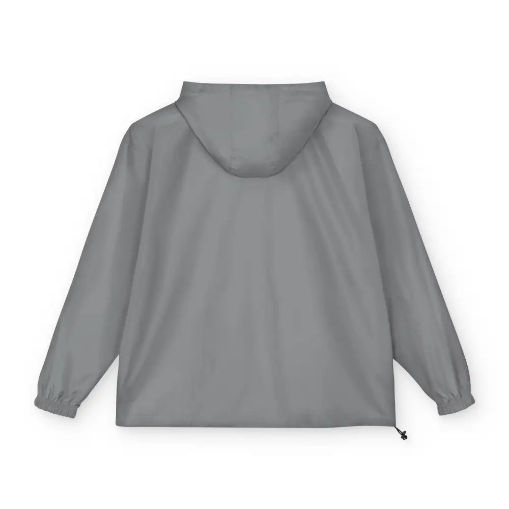 Gray Champion Packable Anorak Jacket with elastic cuffs and adjustable hem, flaming pumpkin design