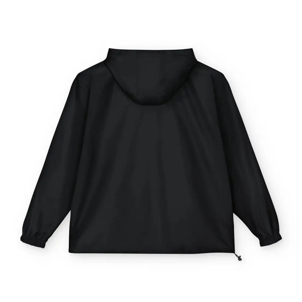 Champion Packable Anorak Jacket with black hood, elastic cuffs, drawstring hem, flaming pumpkin design
