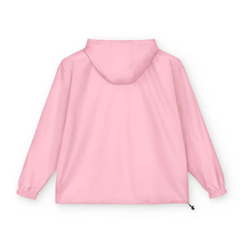 Pink hooded Champion Packable Anorak Jacket with drawstring hem in Flaming Pumpkin design