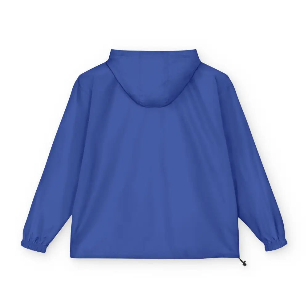 Royal blue Champion Packable Anorak Jacket with flaming pumpkin design for streetwear