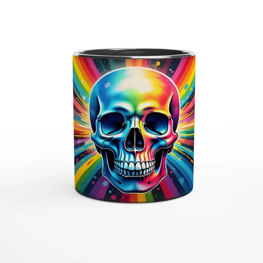 Colorful skull mug with psychedelic graffiti design from PixiOnyx Chromadelic Skullburst collection