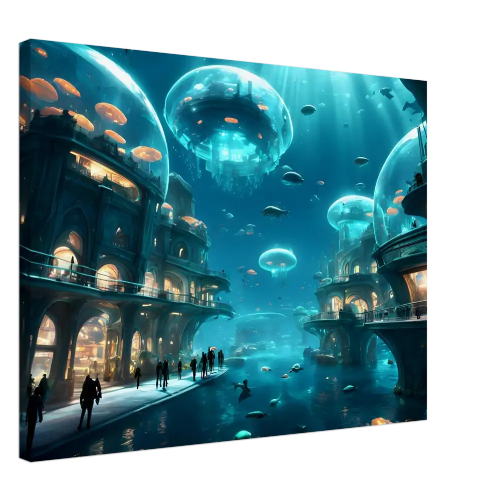 Underwater City with Jellyfish Domes Wall Art for Coral Tech Haven | PixiOnyx Dreamcore