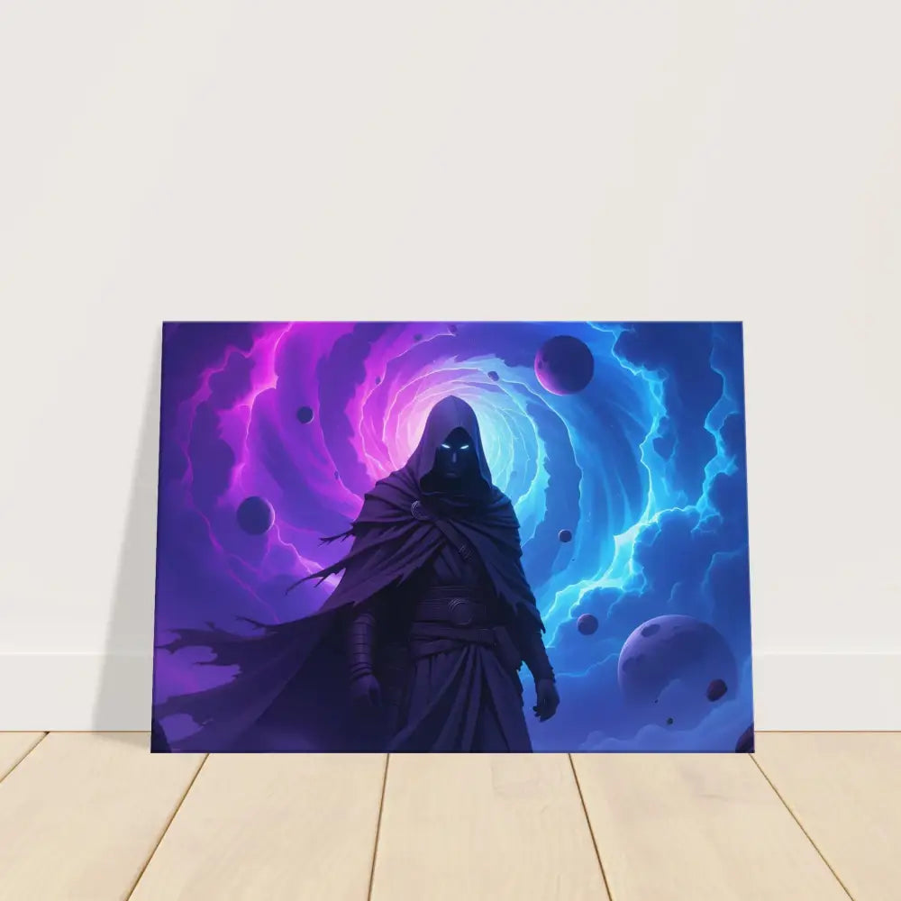 Framed fantasy art print of a cloaked figure from Voidwalker’s Gate at PixiOnyx Gallery