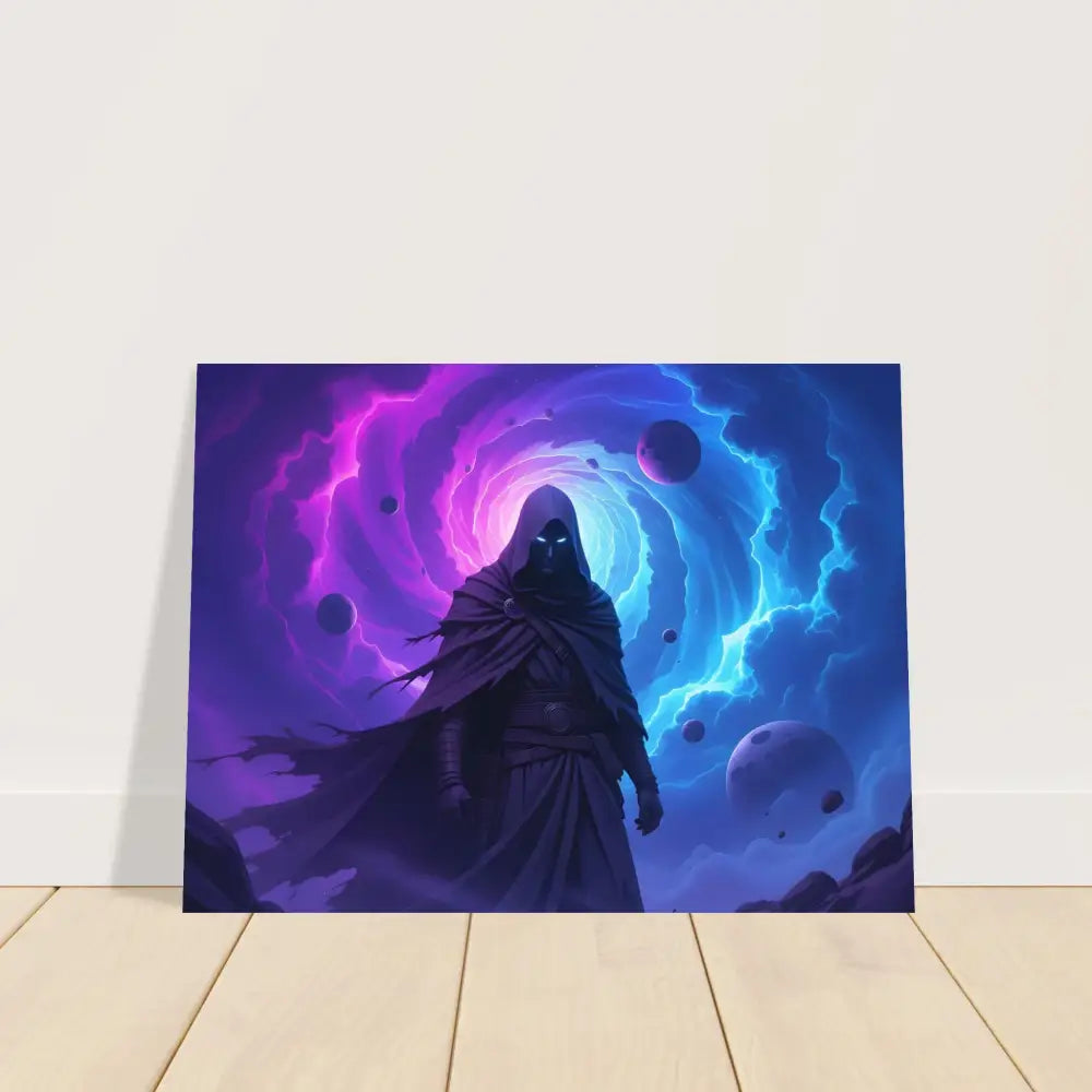 Fantasy art print featuring a cloaked figure for the Cloaked Figure Poster – Voidwalkers Gate