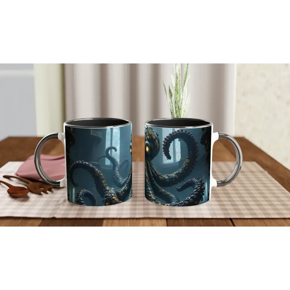 Two gothic octopus-themed mugs from Clocktopus Mug – PixiOnyx Tentacle Brew Vessel
