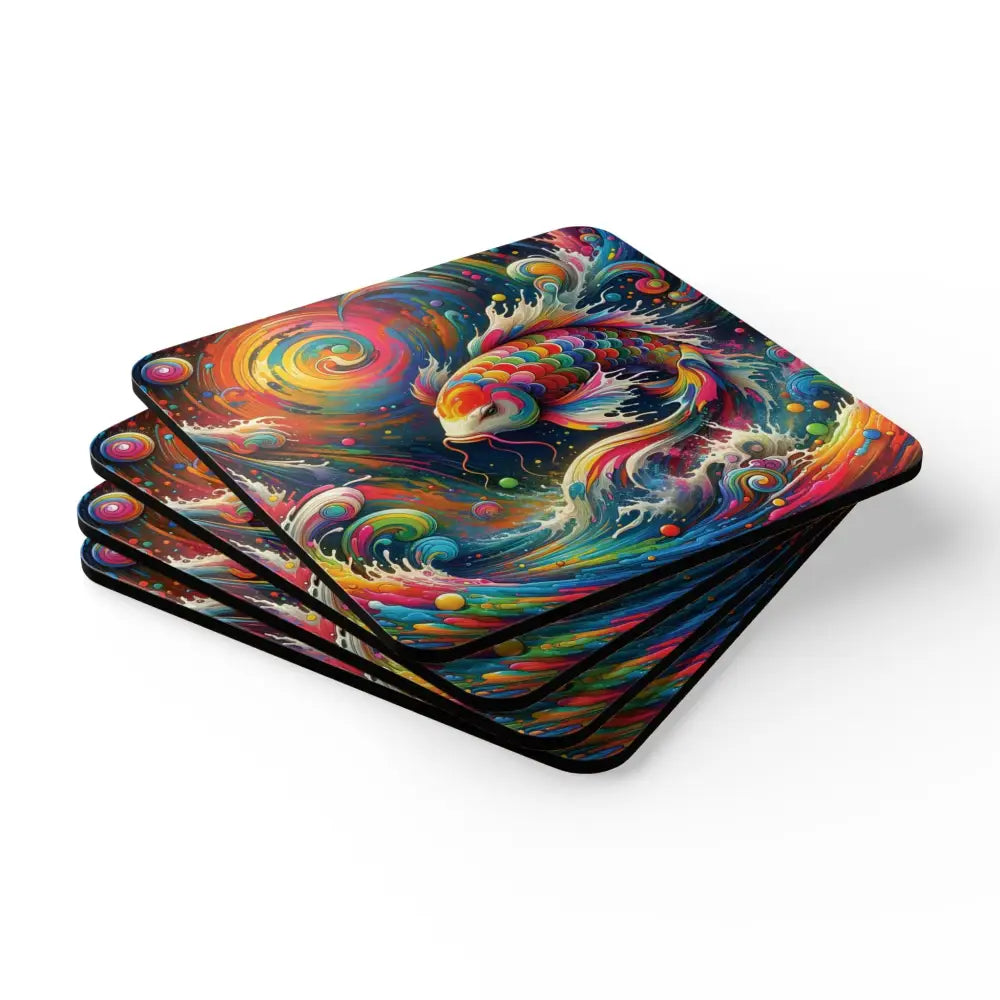 Colorful Koi Fish Coasters from PixiOnyx Psychedelic Surface Guardians Coaster Set
