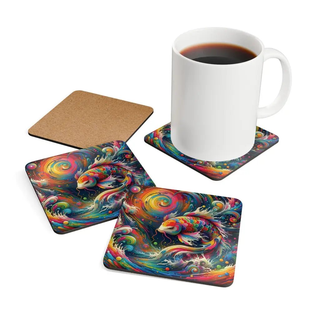 Colorful Koi Fish Coasters from PixiOnyx Psychedelic Surface Guardians Coaster Set