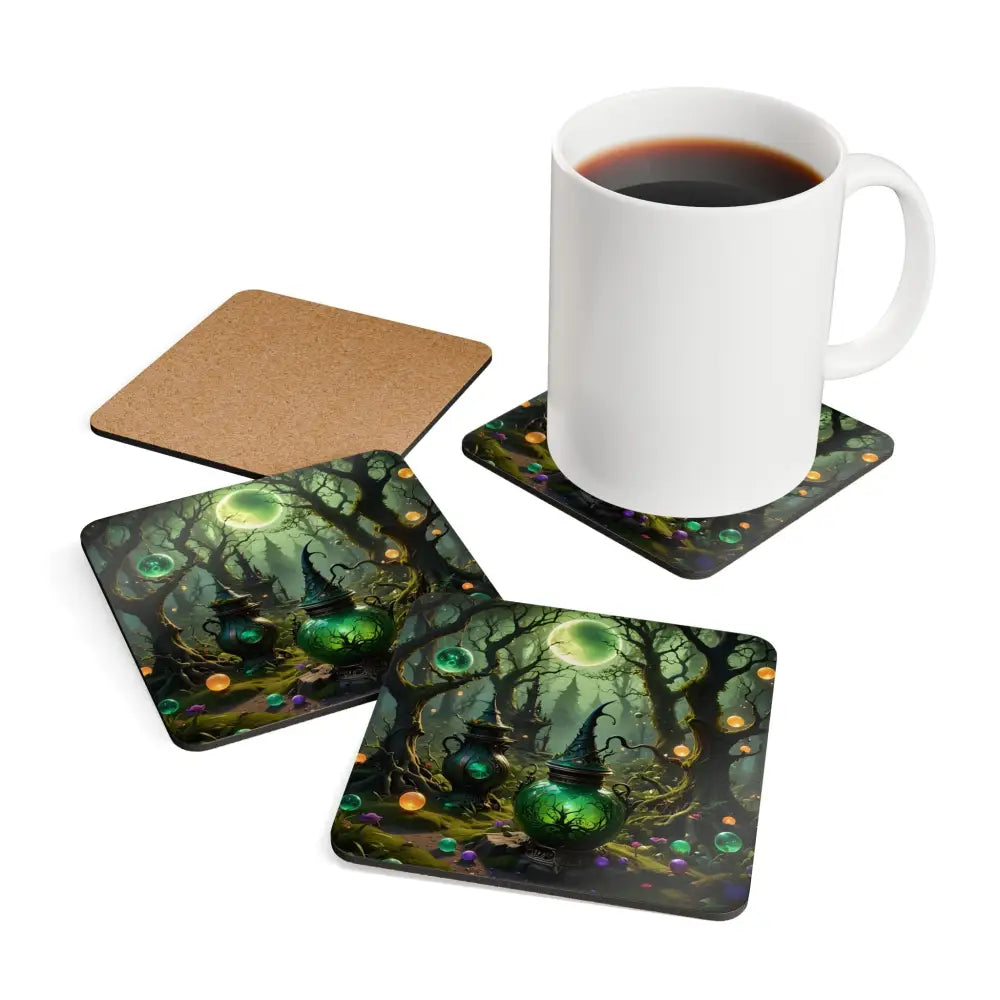 Halloween-themed coaster set with mug from PixiOnyx Witchcraft Forest Enchanted Hearth Series