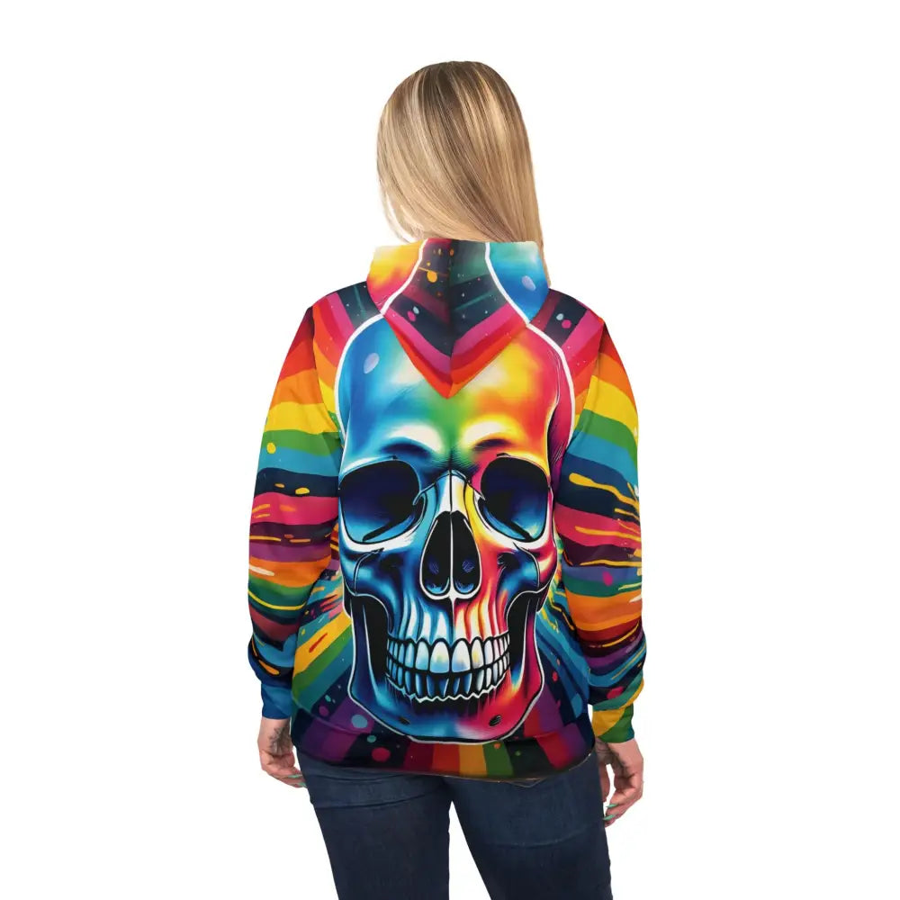 Colorful skull hoodie Rainbow Streetwear statement PixiOnyx Athletic Apparel