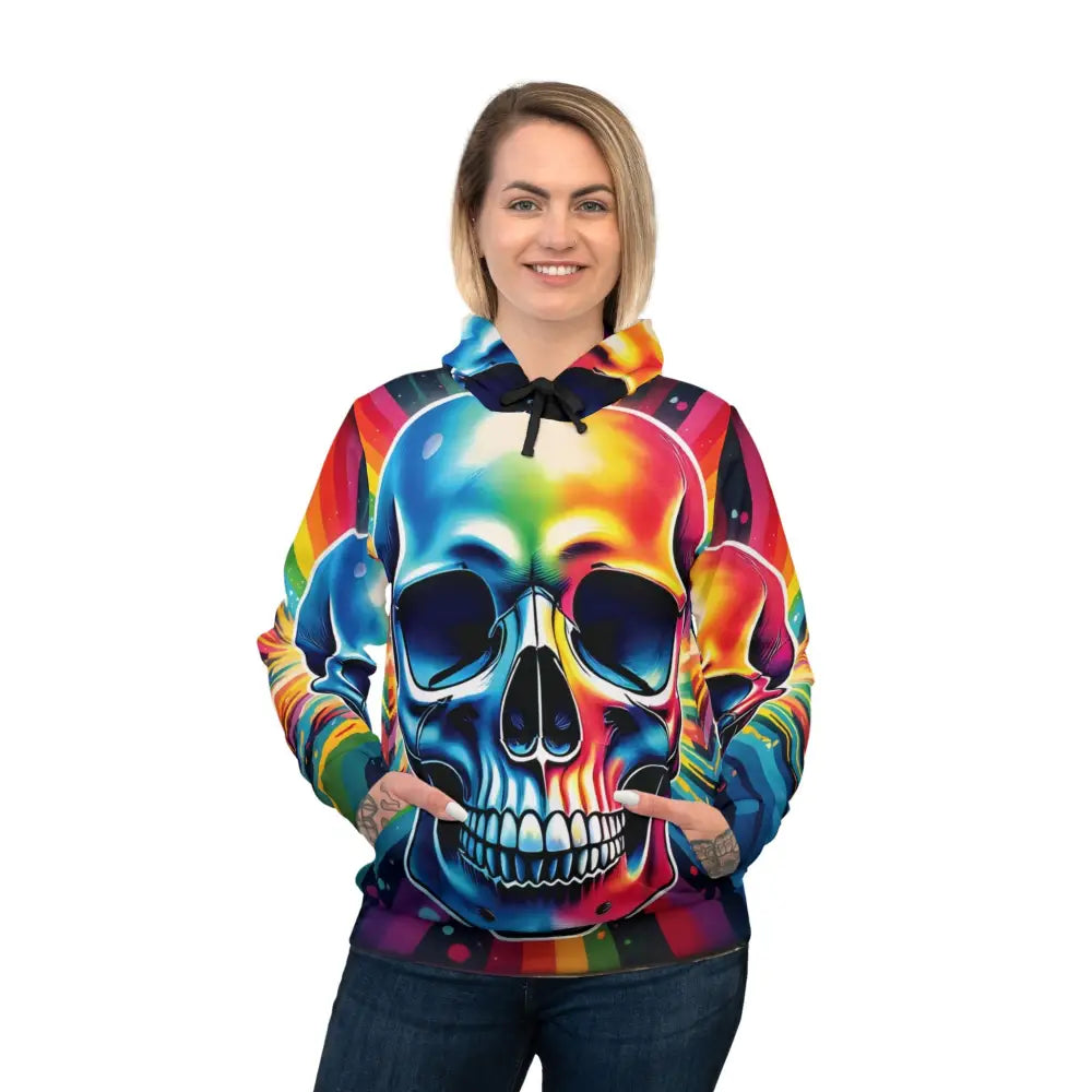 Colorful skull hoodie from Rainbow Streetwear Statement collection by PixiOnyx Athletic Apparel