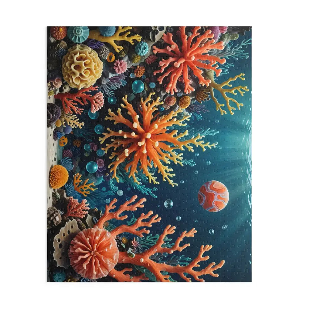 Vibrant coral reef ecosystem jigsaw puzzle displayed on Coral Reverie Underwater Dreamscape PixiOnyx