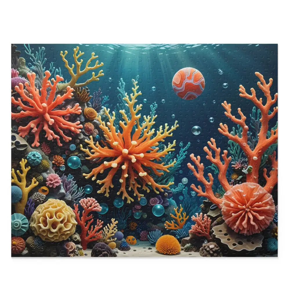 Colorful coral reef jigsaw puzzle showcasing vibrant underwater marine life