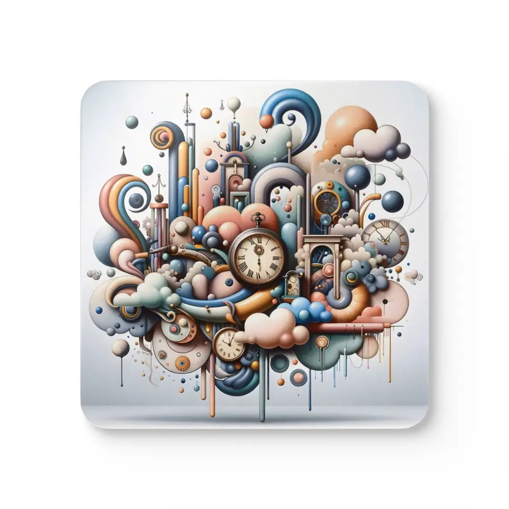 Whimsical clockwork fantasy art on Cork Coaster Set Pastel Mechanica by PixiOnyx Drinkware