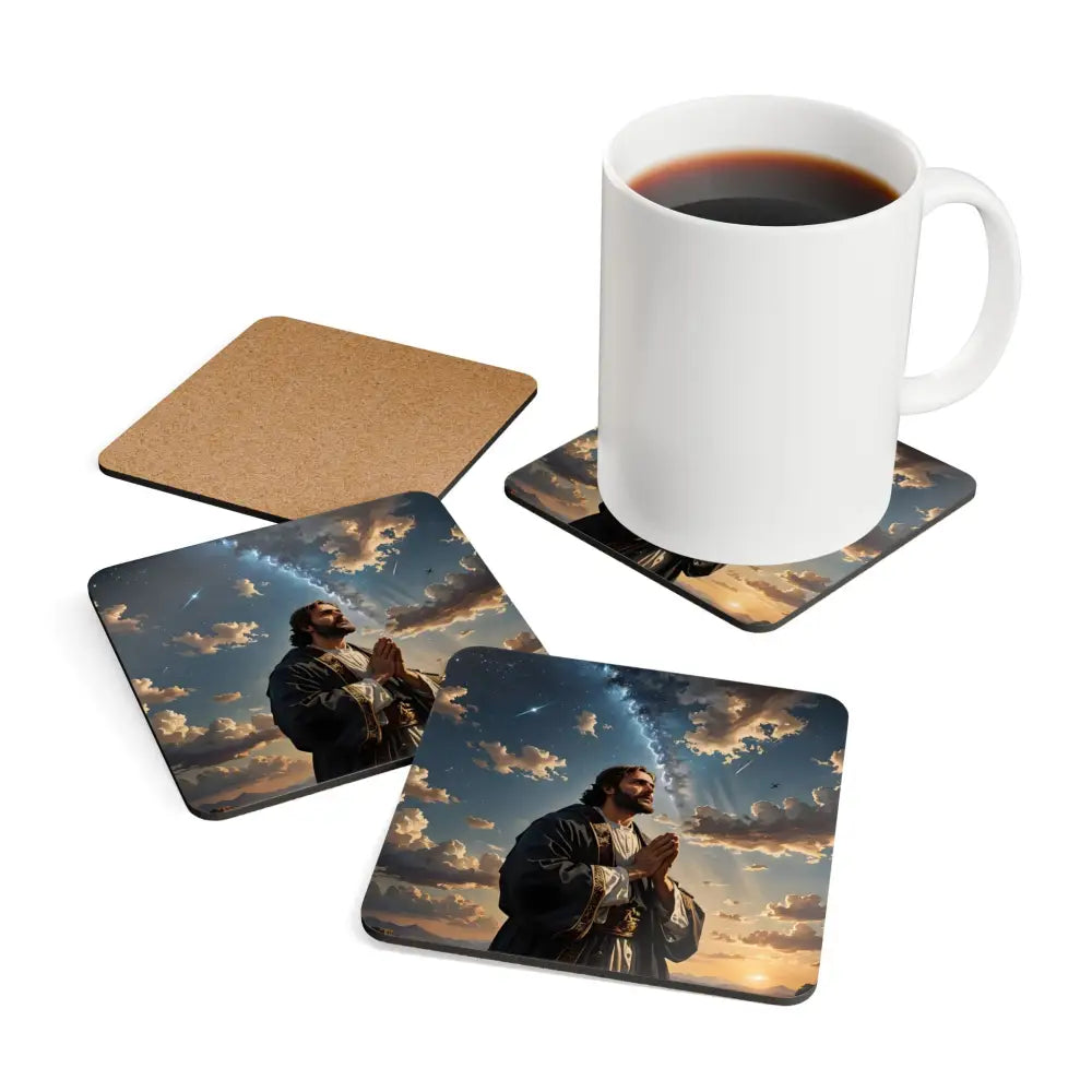 Cork coaster set with religious imagery from PixiOnyx Divine Reflection Series
