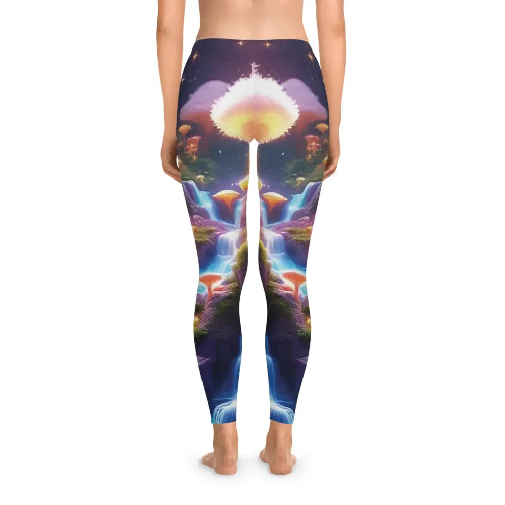 Fantasy-themed leggings with vibrant cosmic and psychedelic heartburst print for women