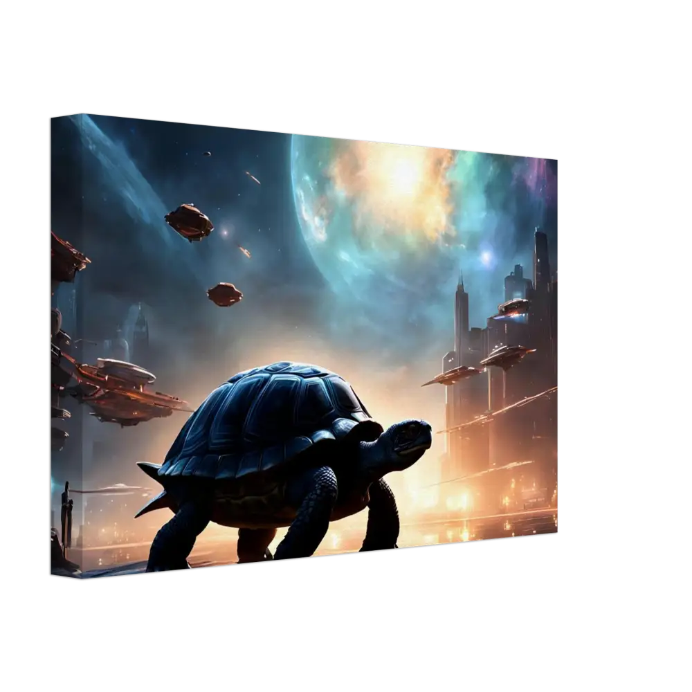 Sci-fi turtle wall art from Cosmic Voyager Canvas Shell of the Stars PixiOnyx Dreamcore