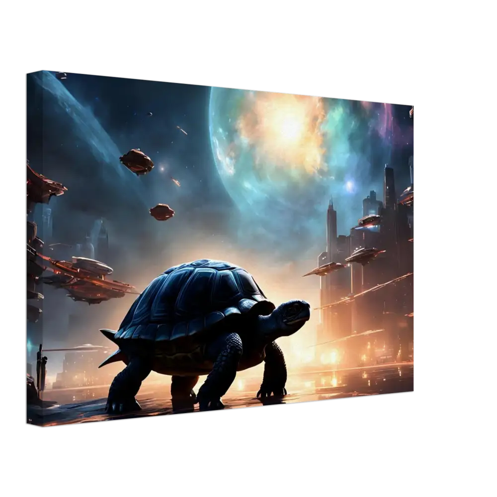 Sci-fi turtle canvas art from Cosmic Voyager Canvas Shell of the Stars by PixiOnyx Dreamcore