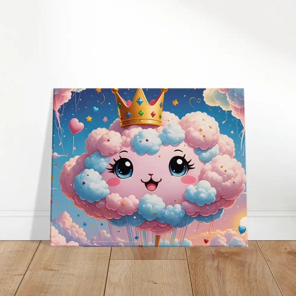 Cartoon cloud princess canvas art featured in Cotton Candy Majesty Canvas Sky Queen Wall Decor
