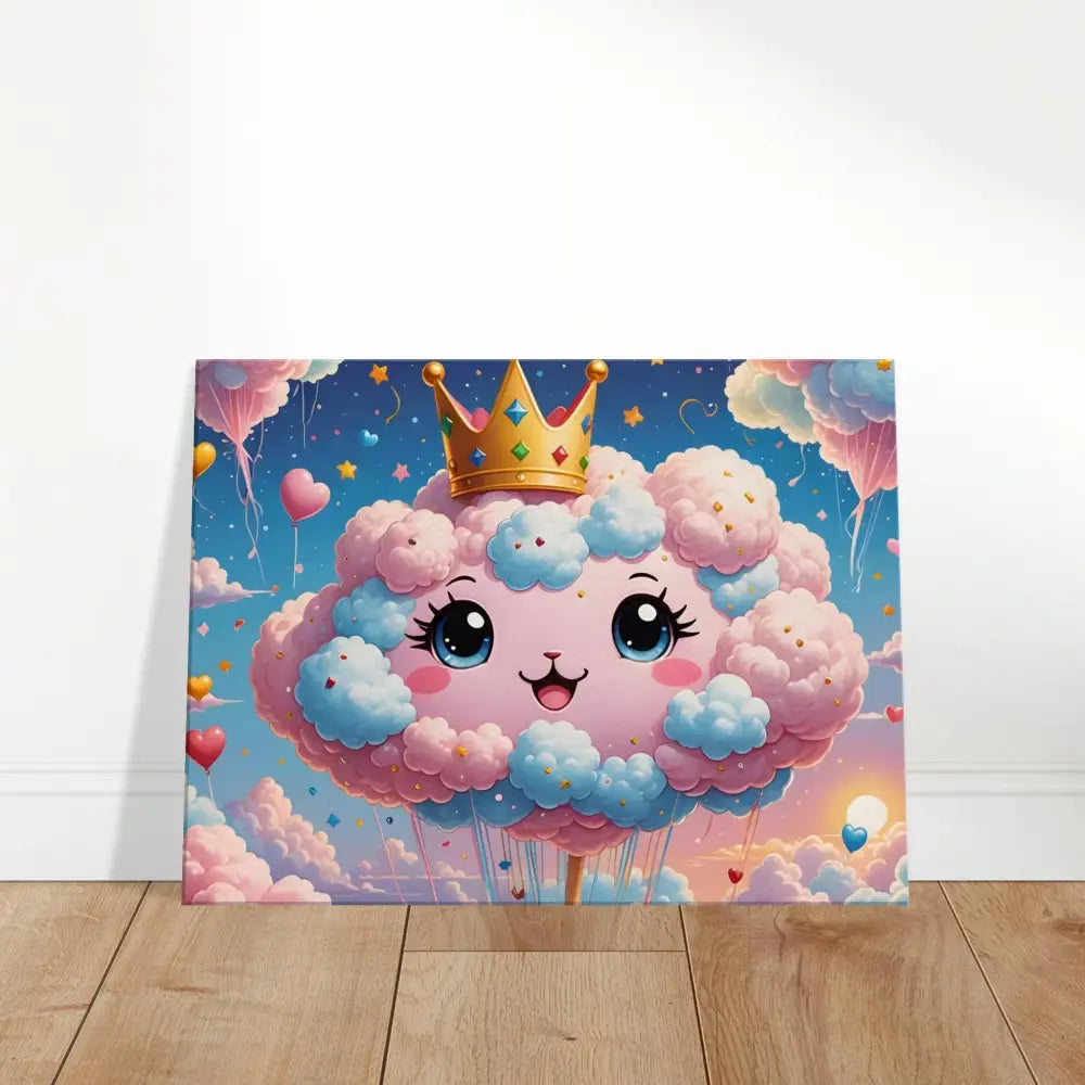 Cute cloud princess art displayed on Cotton Candy Majesty Canvas by PixiOnyx Gallery