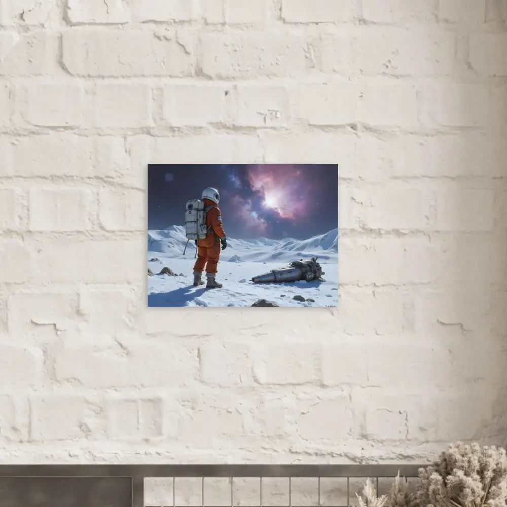 Crashed astronaut spacecraft canvas print for space art decor by PixiOnyx Fine Art Print