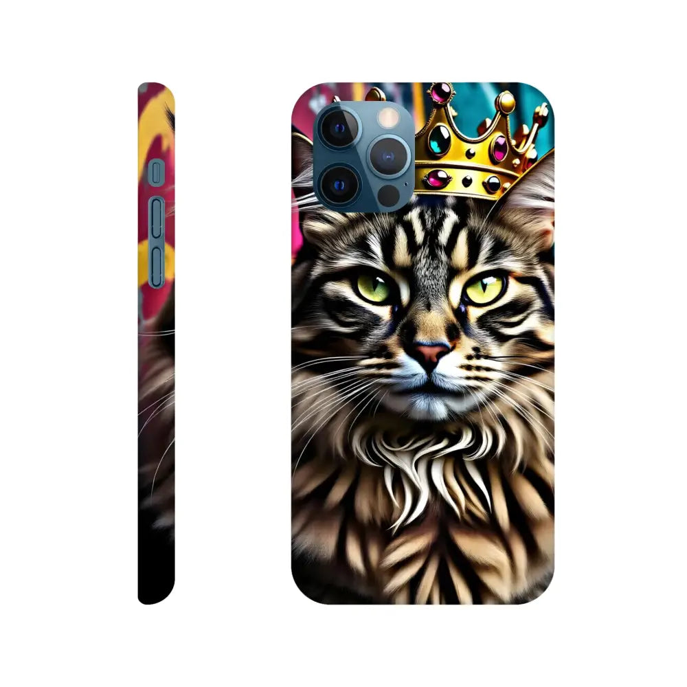 Cat-themed phone case named Crown Meowjesty for iPhone from PixiOnyx Urban Royalty Shell