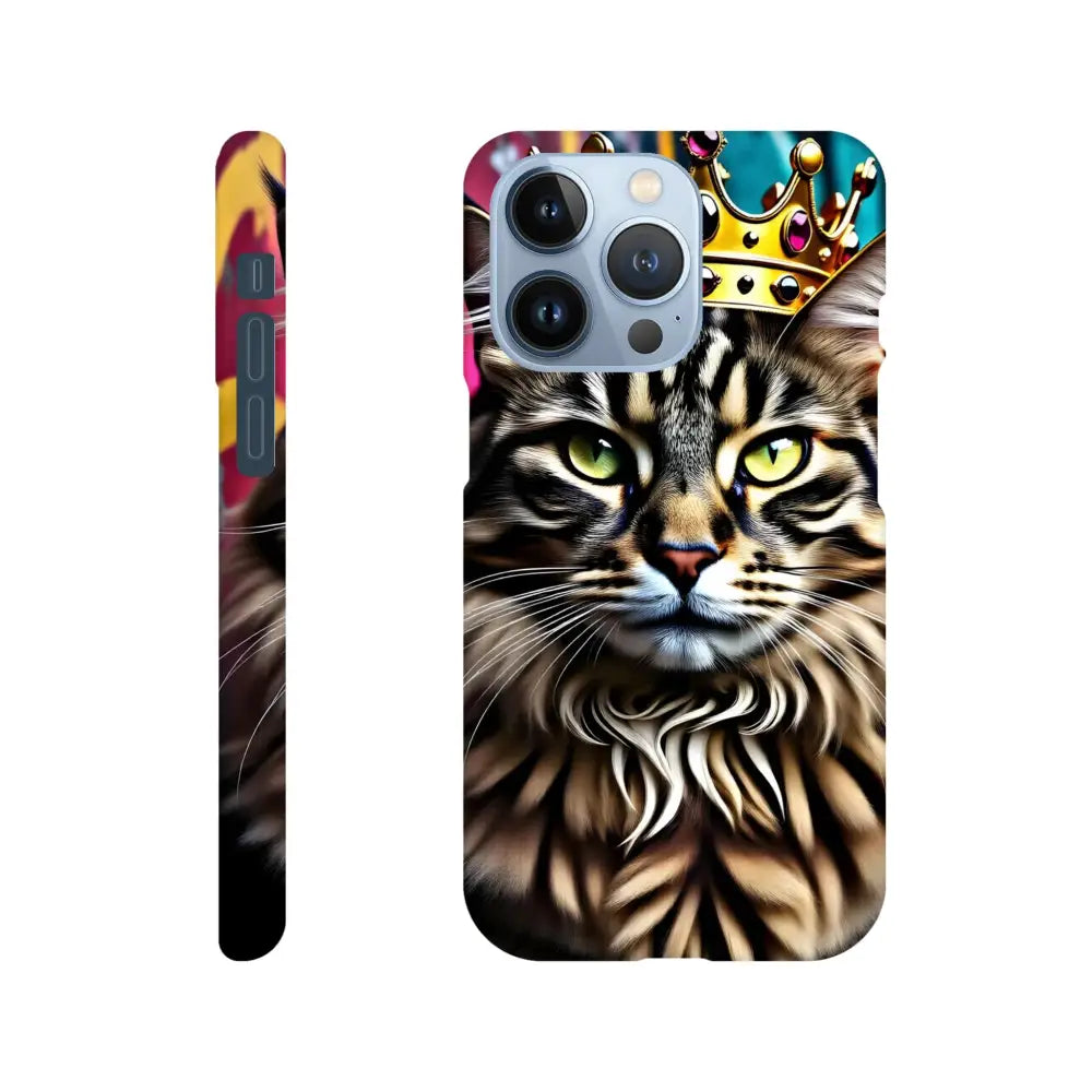 Cat-themed phone case for iPhone from PixiOnyx Crown Meowjesty collection