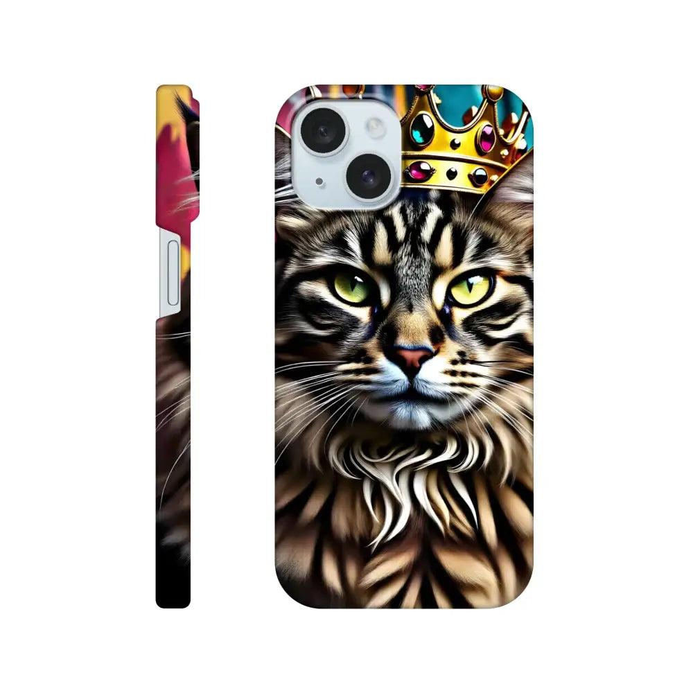 Cat king phone case for iPhone featuring a royal crown design from PixiOnyx Urban Royalty Shell