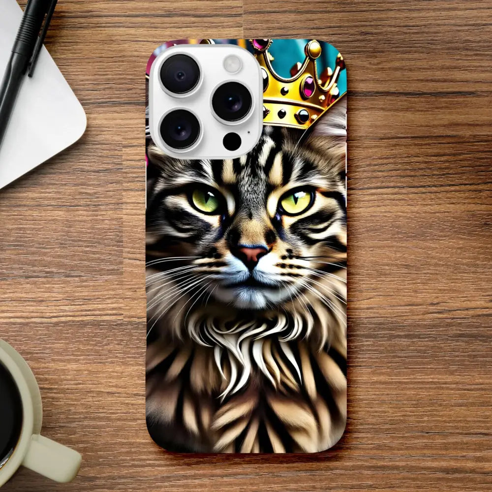 Cat-themed phone case for iPhone with royal crown design by PixiOnyx Urban Royalty Shell