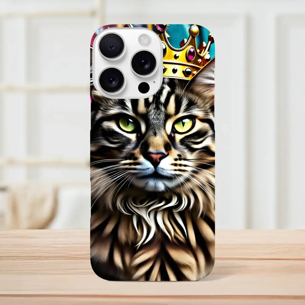 Cat-themed iPhone Slim Case called Crown Meowjesty by PixiOnyx Urban Royalty Shell