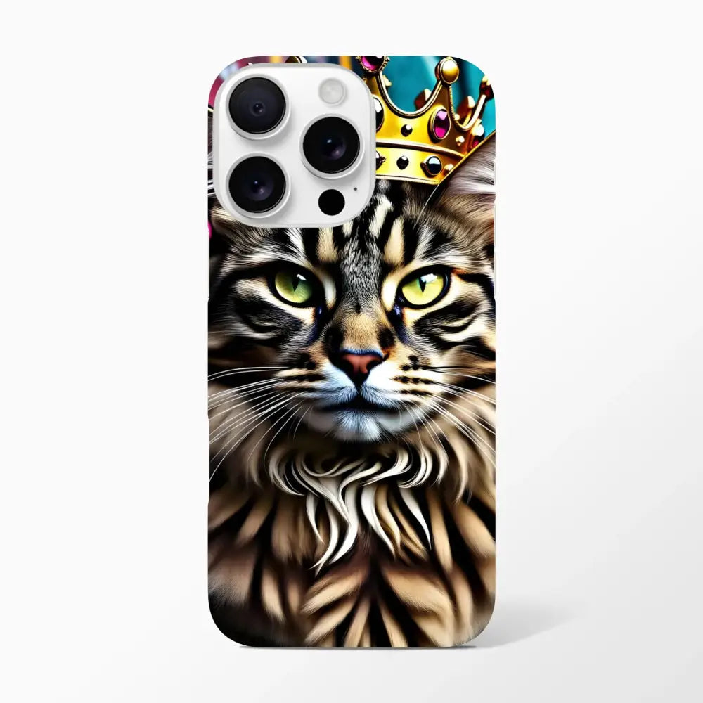 Cat wearing a crown phone case on iPhone Slim Case by PixiOnyx Urban Royalty Shell