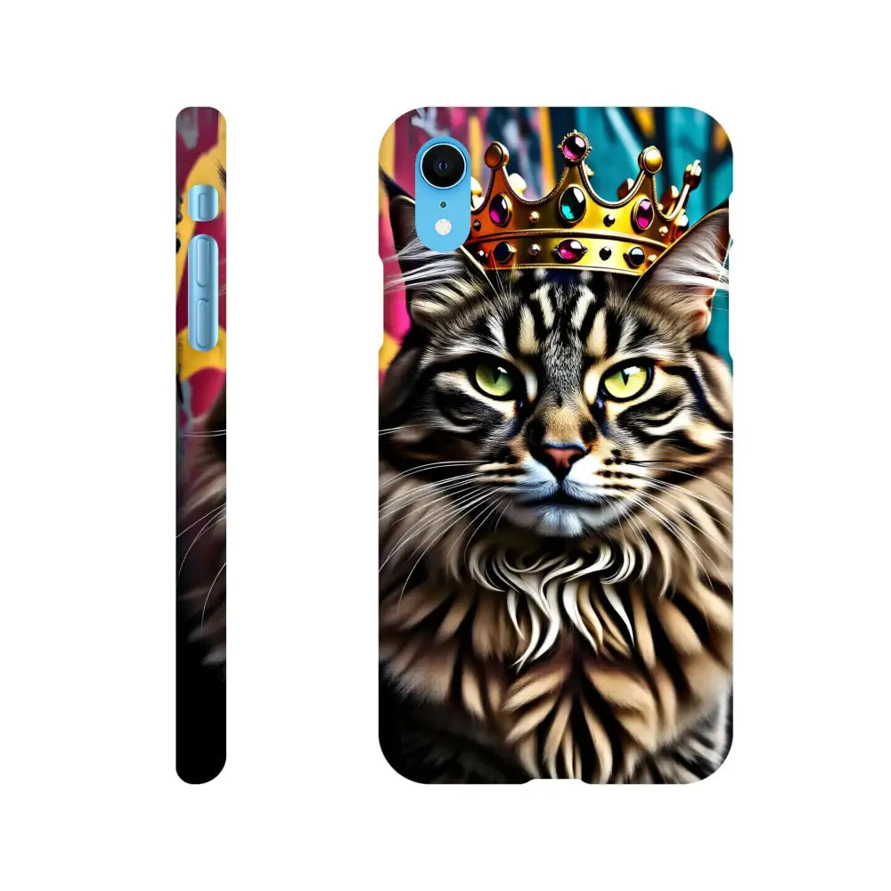 Cat-themed phone case for iPhone with royal crown design in PixiOnyx Crown Meowjesty collection