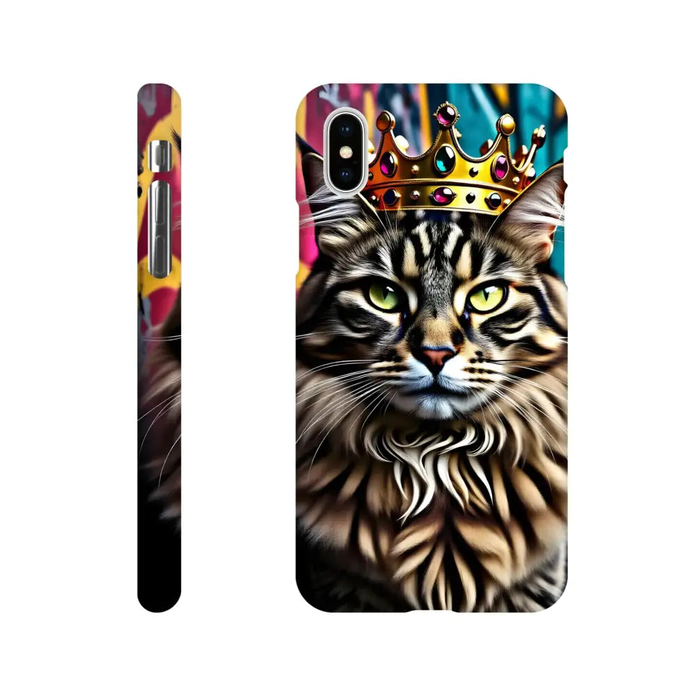 Cat-themed phone case for iPhone featuring a crown design from Crown Meowjesty collection