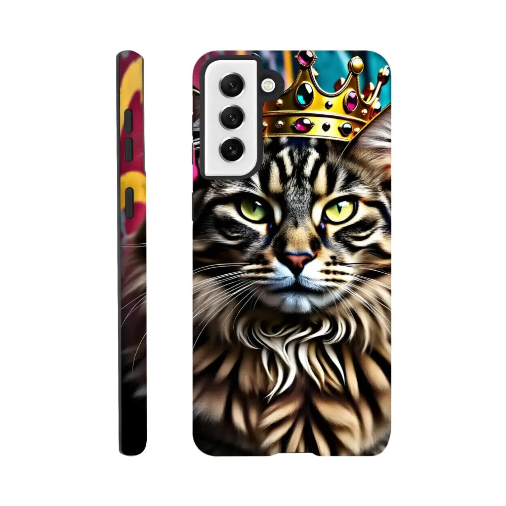 Cat-themed phone case for Samsung featuring feline royal design in Crown Meowjesty collection