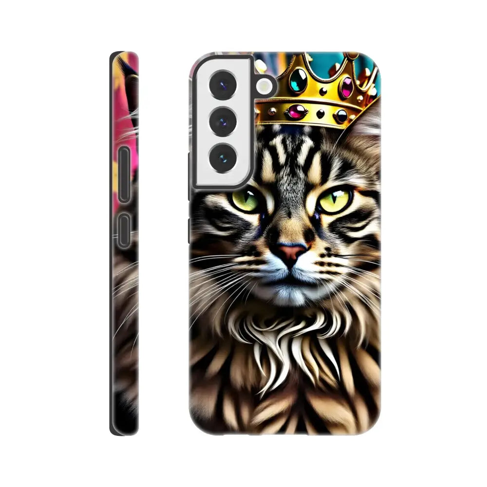 Cat-themed phone case for Samsung Crown Meowjesty Tough Case PixiOnyx Feline Royalty Cover