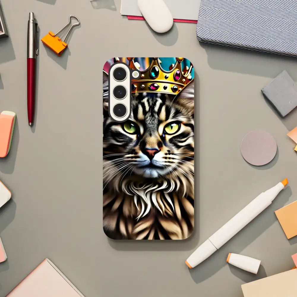 Cat-themed phone case for Samsung Crown Meowjesty Tough Case PixiOnyx Feline Royalty