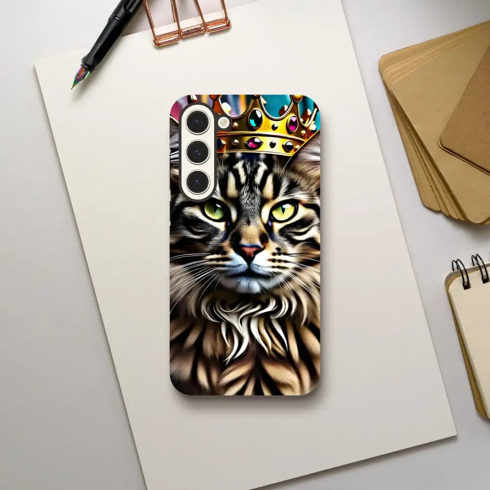 Cat-themed phone case for Samsung Crown Meowjesty Tough Case PixiOnyx Feline Royalty