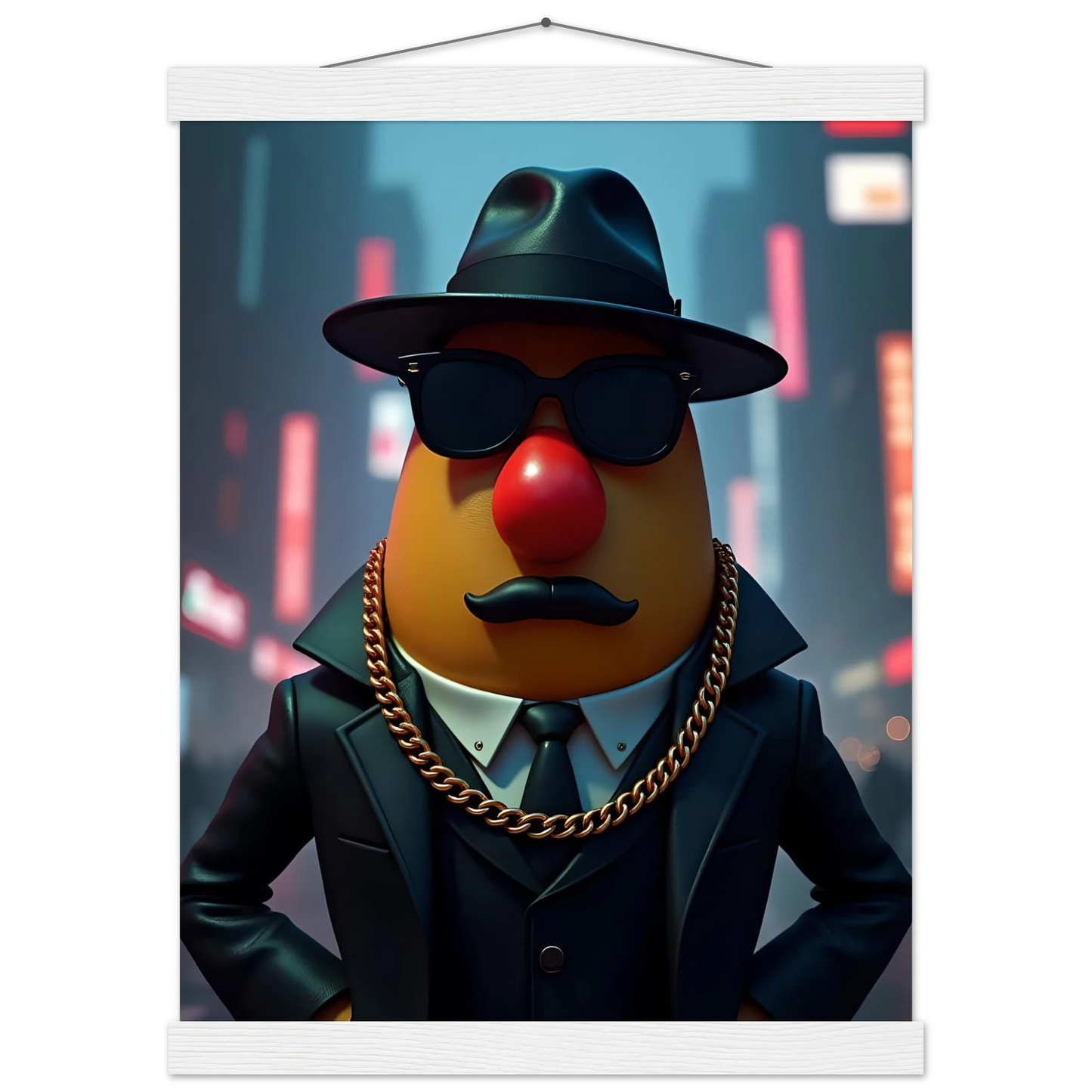 Mr. Potato Head gangster character on a premium matte poster with hanger from PixiOnyx
