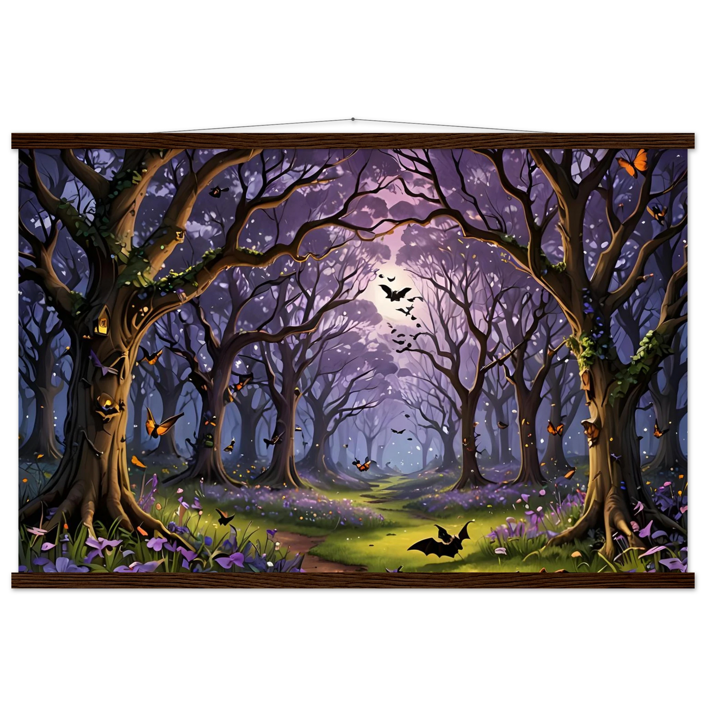 Framed Halloween forest scene poster from PixiOnyx Whispers of the Enchanted Forest collection