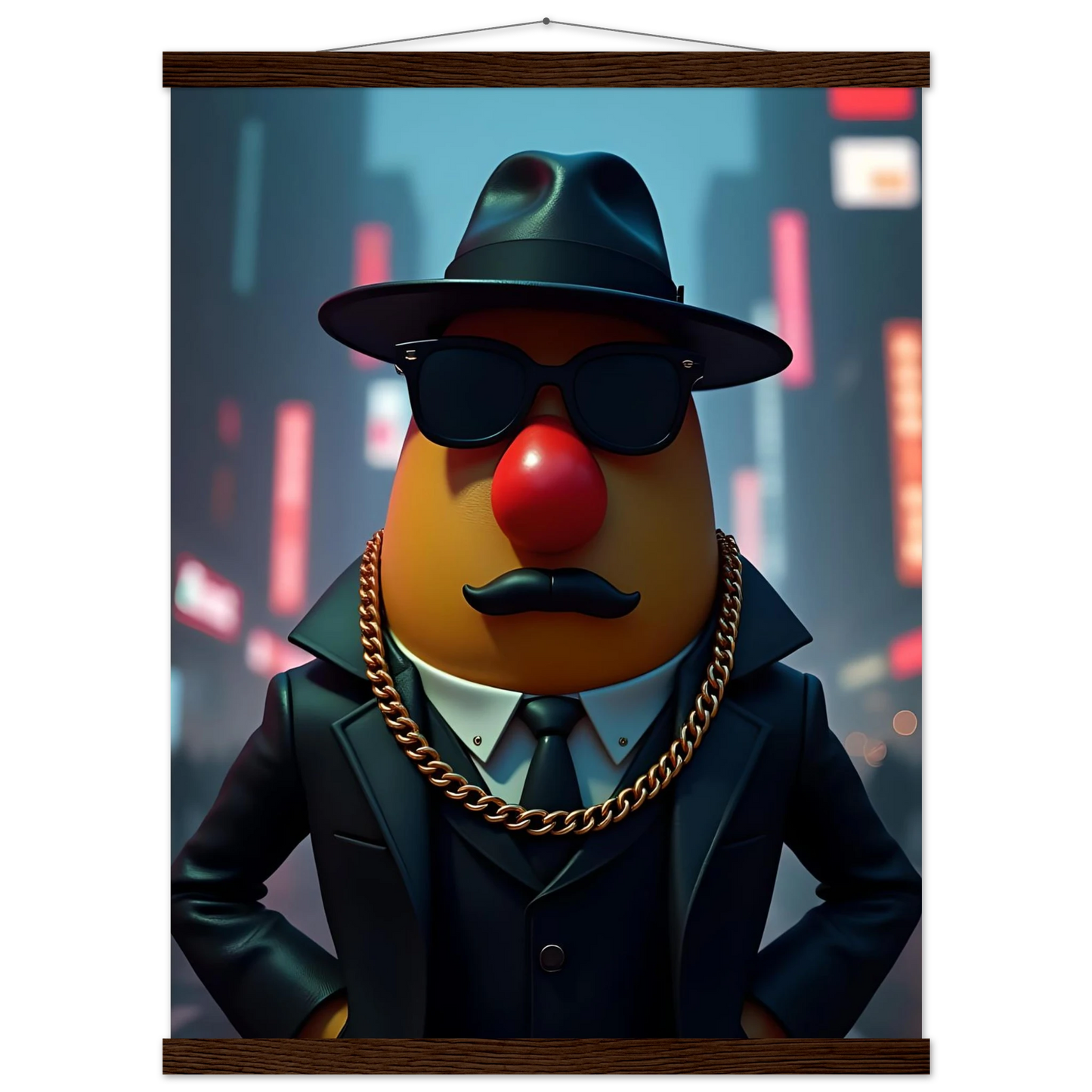 Gangster Mr. Potato Head portrait on Premium Matte Poster with Hanger from PixiOnyx