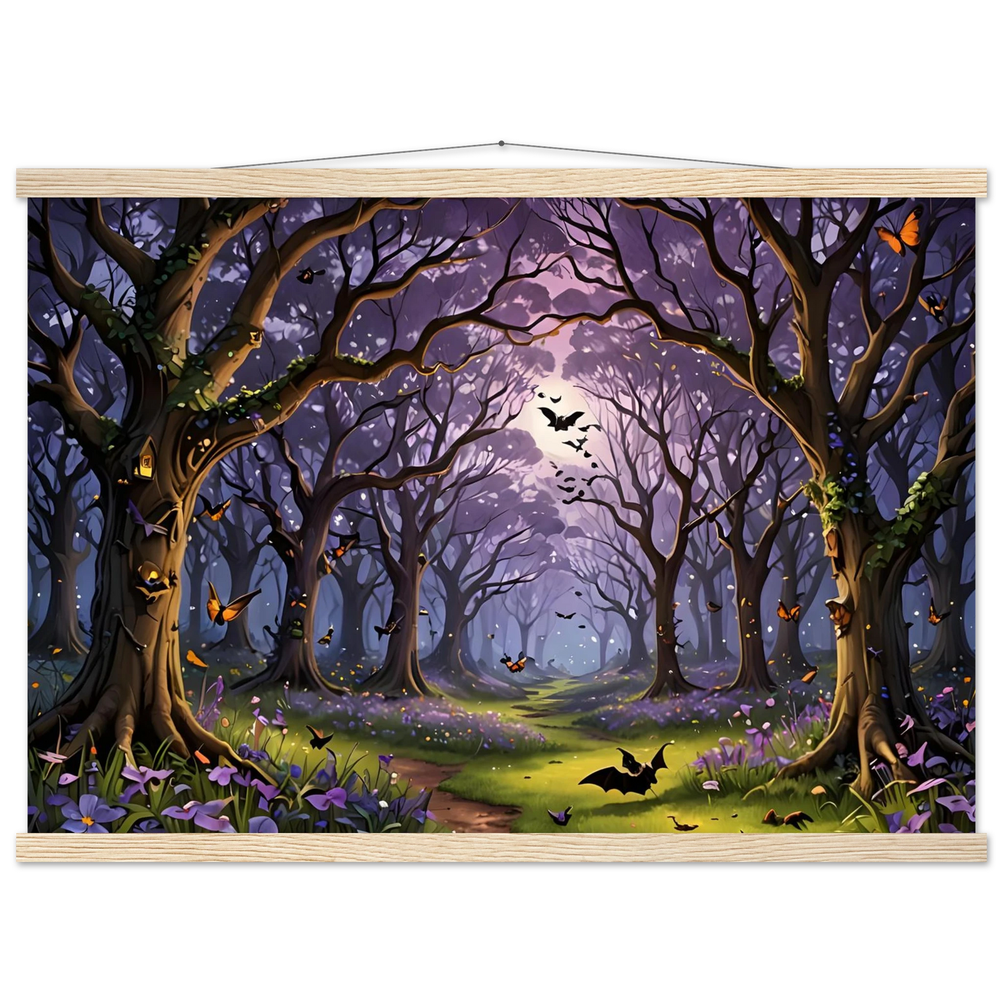 Enchanted forest tapestry artwork for PixiOnyx premium matte poster with hanger