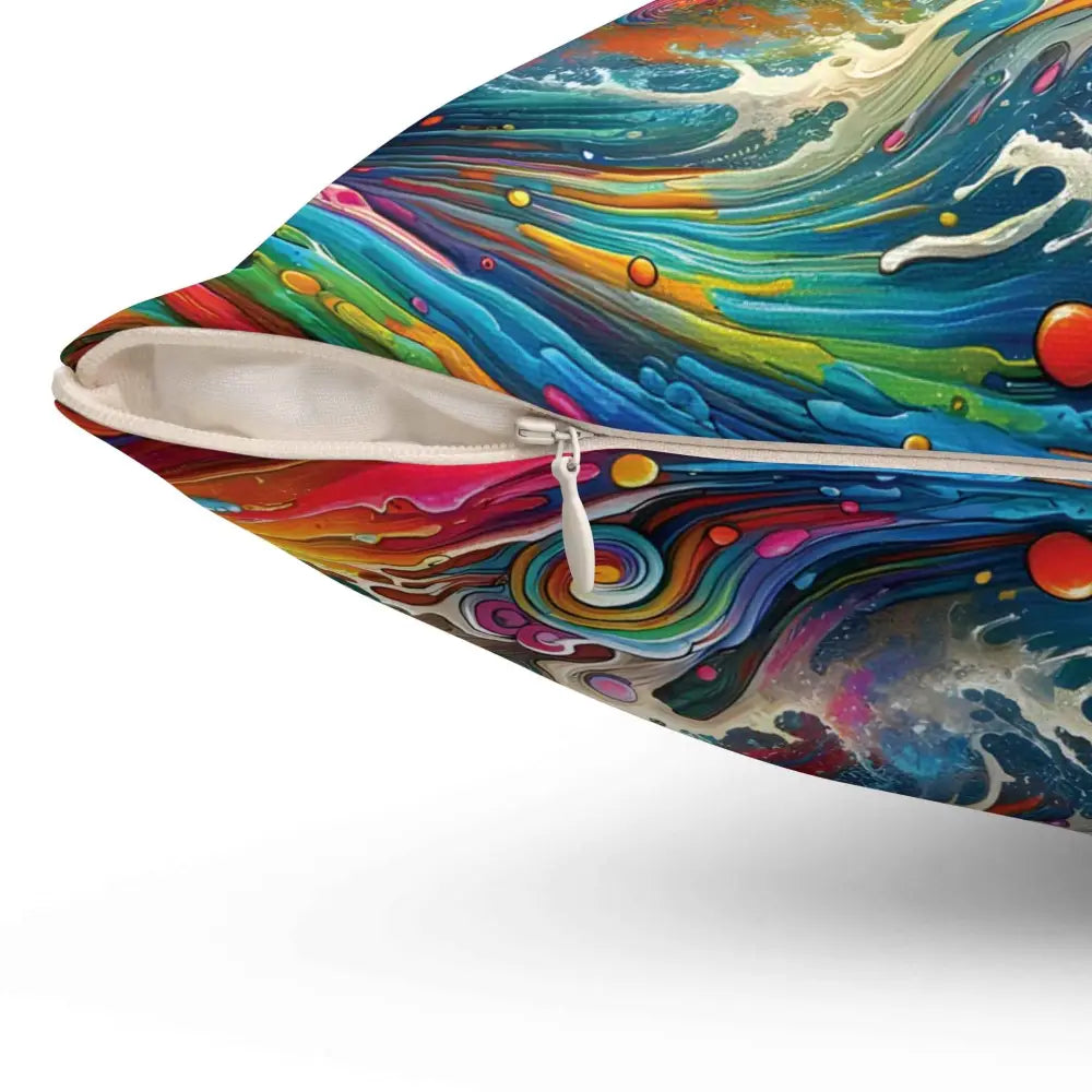 Colorful abstract art decorative square pillow with zipper closure for Gnaftis House Flat