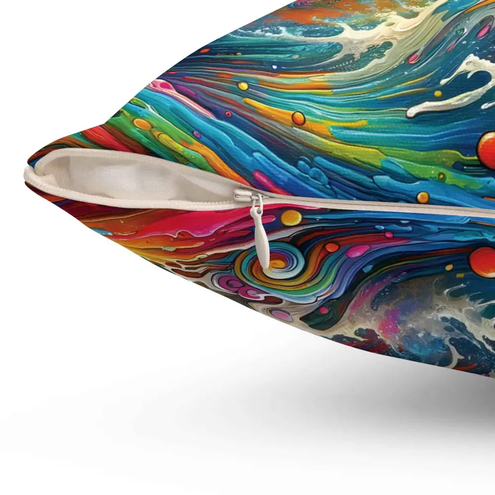 Vibrantly colored decorative square pillow with zipper closure from Gnaftis House Flat at Honson Ventures Limited