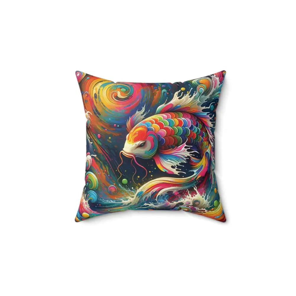 Decorative square pillow with vibrant koi fish design, perfect for Gnaftis House Flat by Honson Ventures Limited