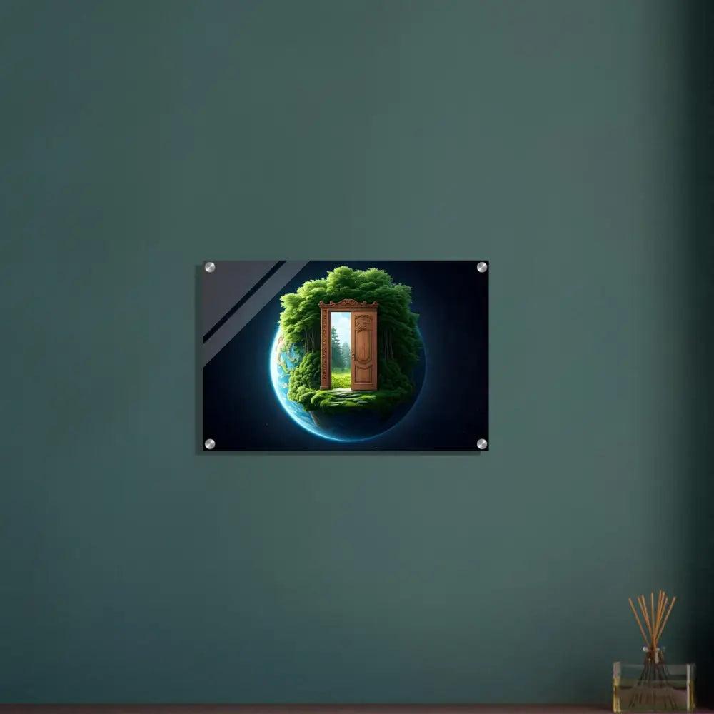 Wall-mounted nature-themed artwork on Door to Earth Acrylic Print by PixiOnyx Dreamcore
