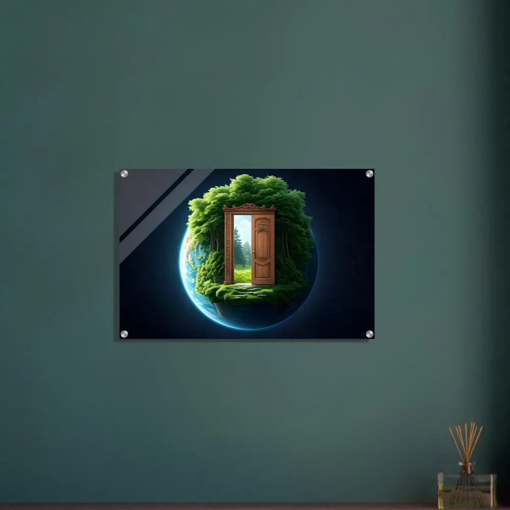 Framed nature portal artwork on Door to Earth Acrylic Print by PixiOnyx Dreamcore