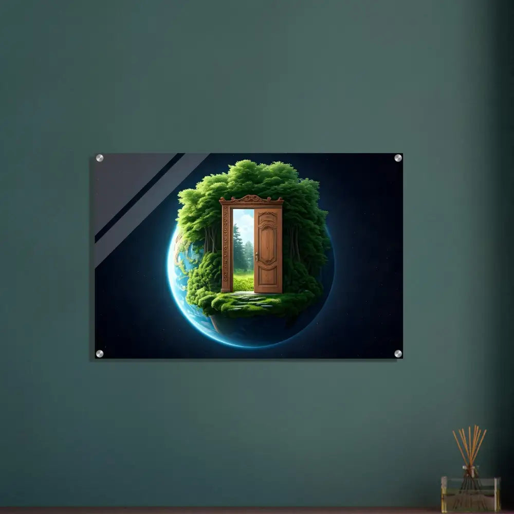 Wall-mounted nature-themed acrylic print from Door to Earth Acrylic Print series by PixiOnyx