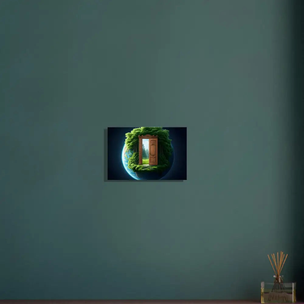 Framed nature-themed artwork door to Earth Canvas The Lush Threshold PixiOnyx Greenworld Wall Art