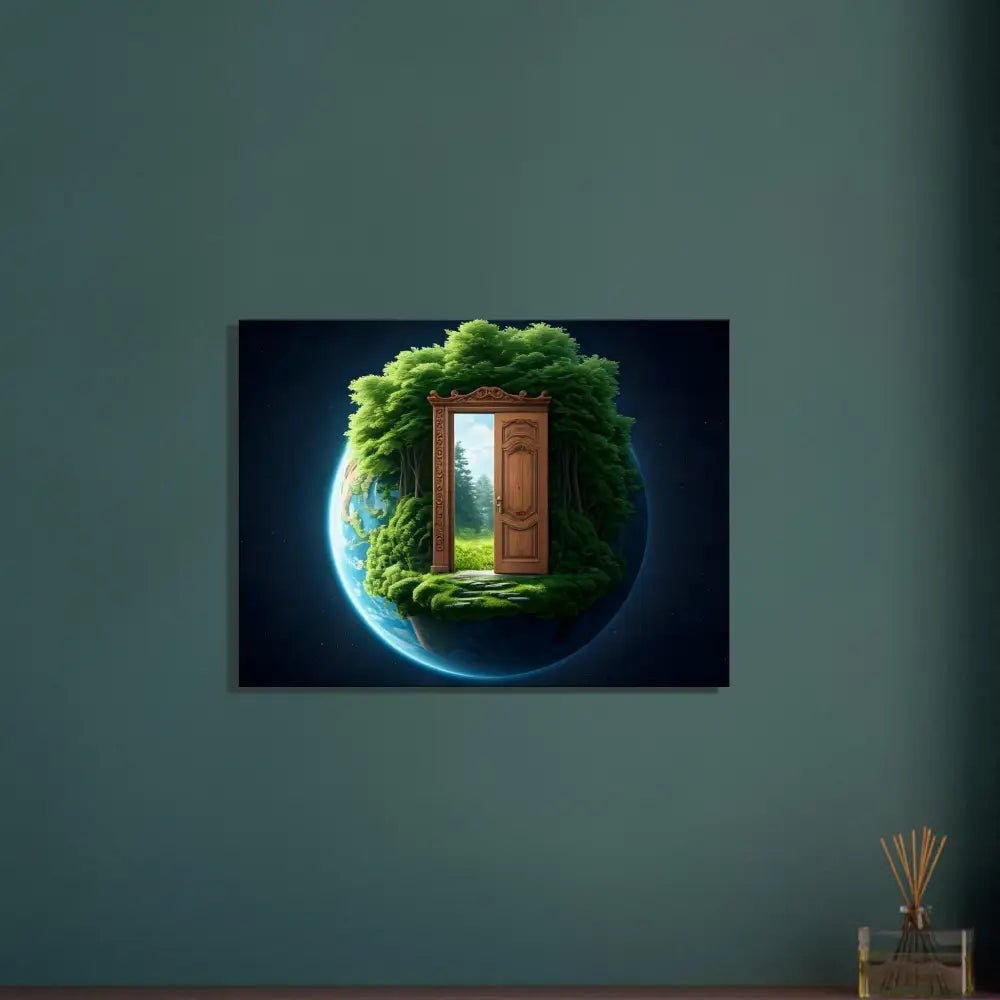 Nature-themed wall art depicting lush greenery for the Door to Earth Canvas by PixiOnyx Greenworld